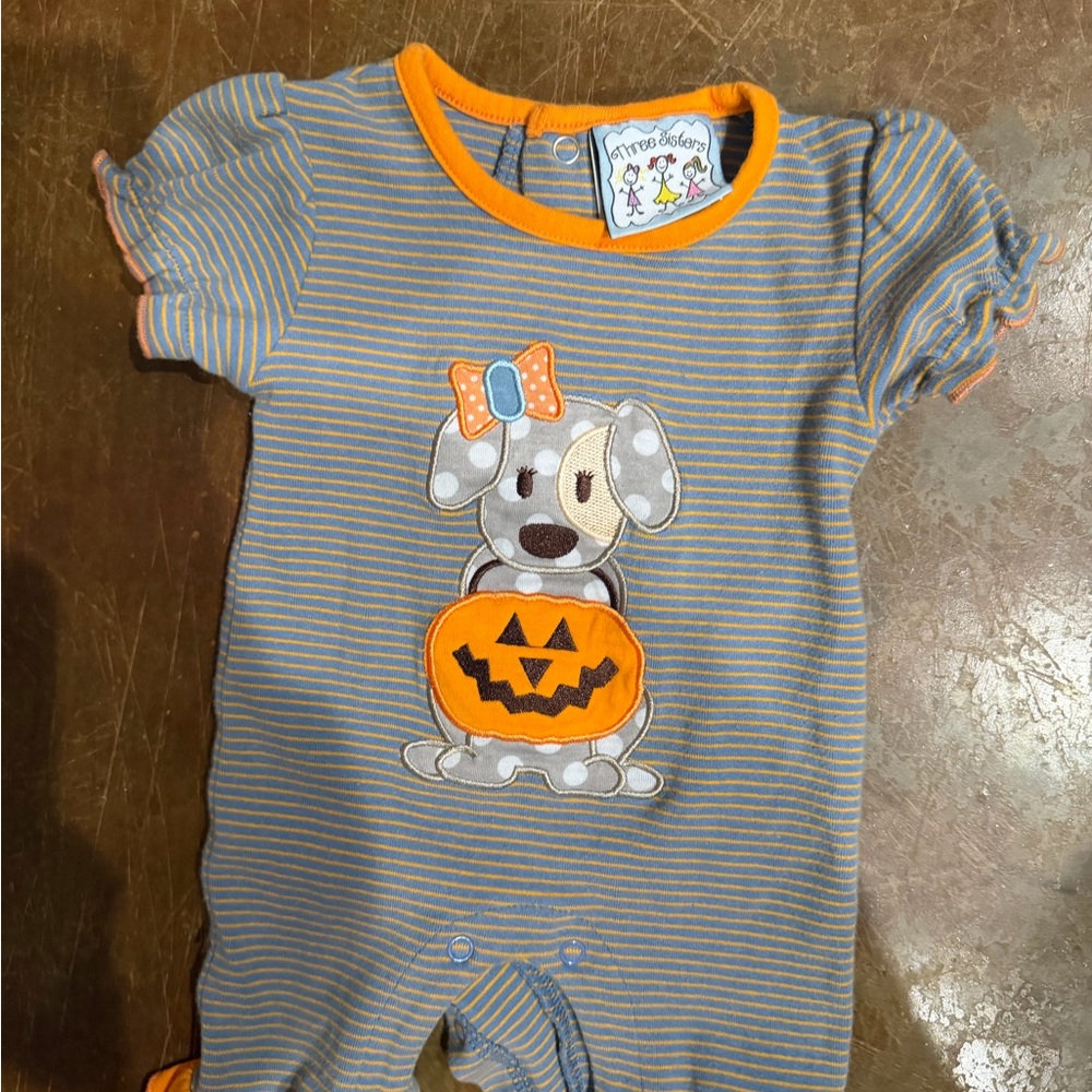 Orange & Gray Striped Halloween Puppy One-Piece